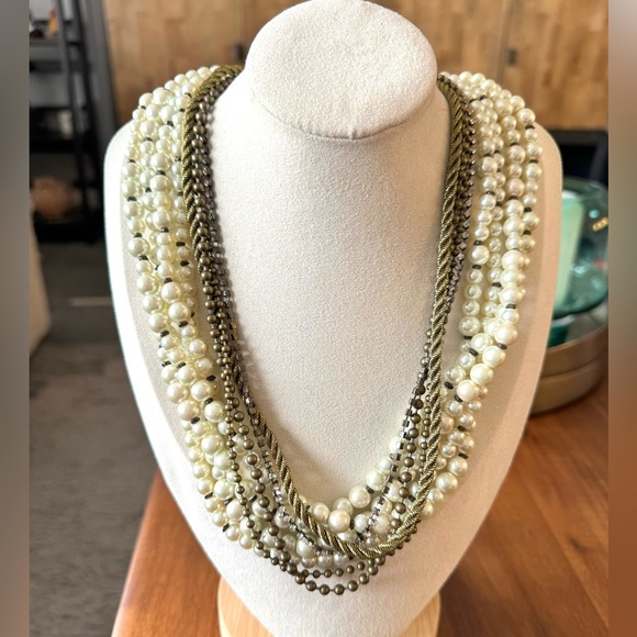 Chicos Multi Strand Pearl and Chain Necklace - Picture 4 of 8